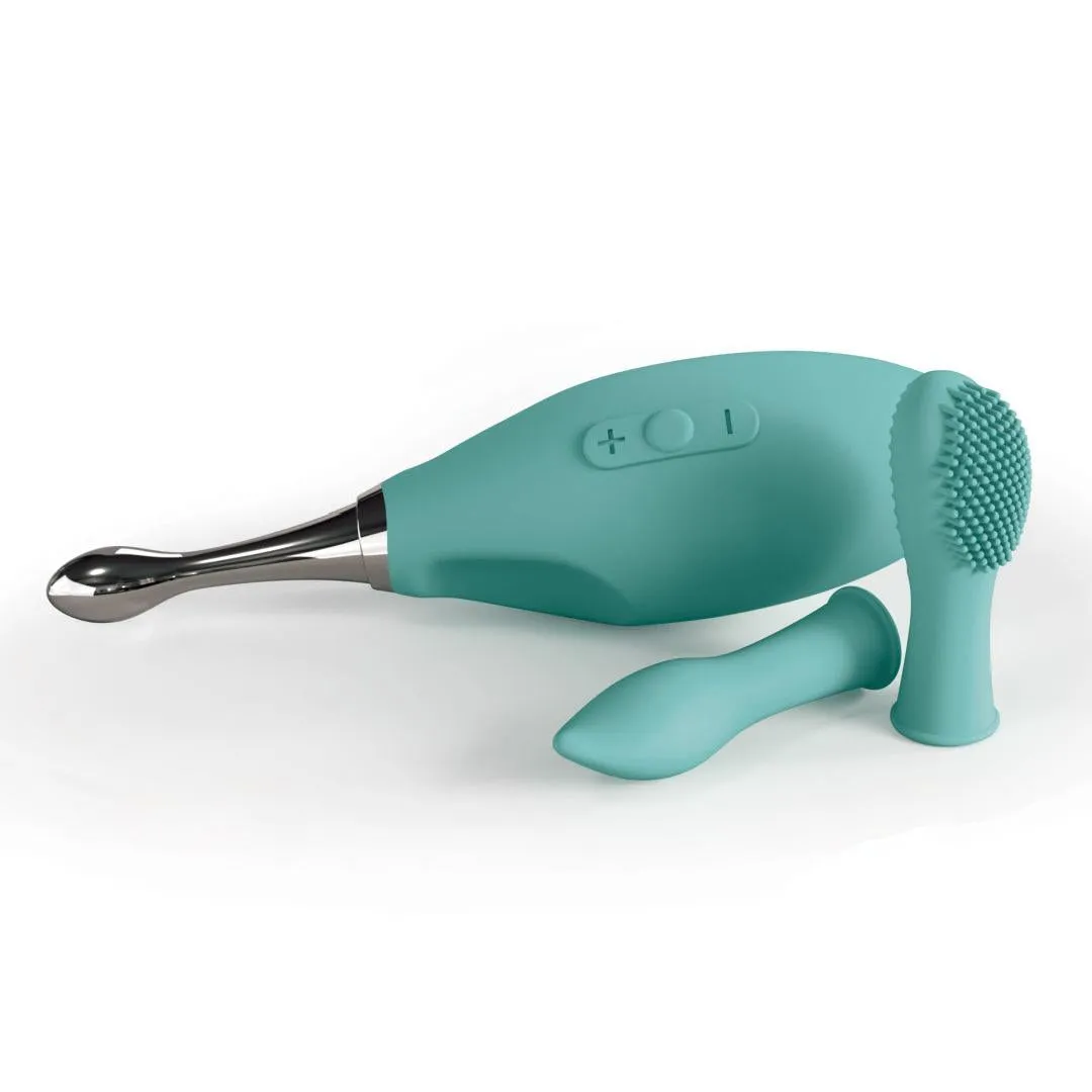 Jimmyjane Focus Pro Pinpoint Tip Clitoral Vibrator with 2 Head Attachments