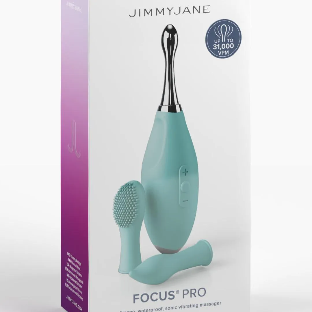 Jimmyjane Focus Pro Pinpoint Tip Clitoral Vibrator with 2 Head Attachments