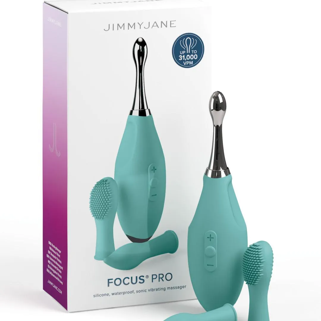 Jimmyjane Focus Pro Pinpoint Tip Clitoral Vibrator with 2 Head Attachments