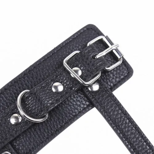 Leather cock ring with metal chain leash