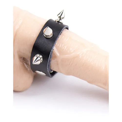 Leather Spike nail adjustable cock ring