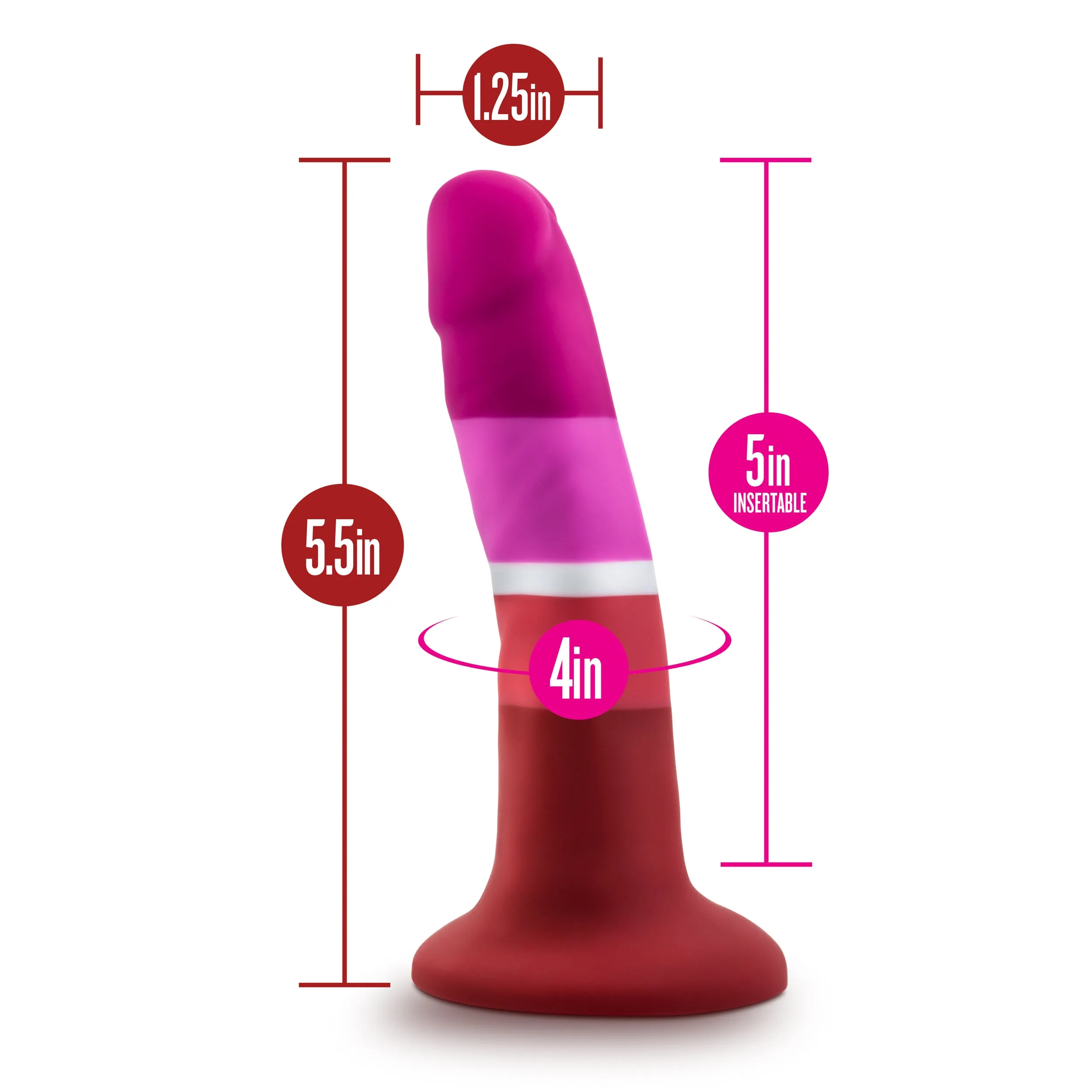 Lesbian Pride 5.5 Inch Silicone Suction Cup Dildo