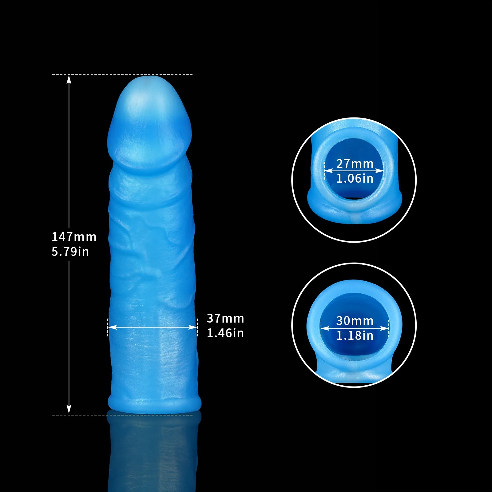 Life Size Cock Sleeve Enlarger - Realistic Dildo Penis Ring Premium Silicone Sex Toy for Men