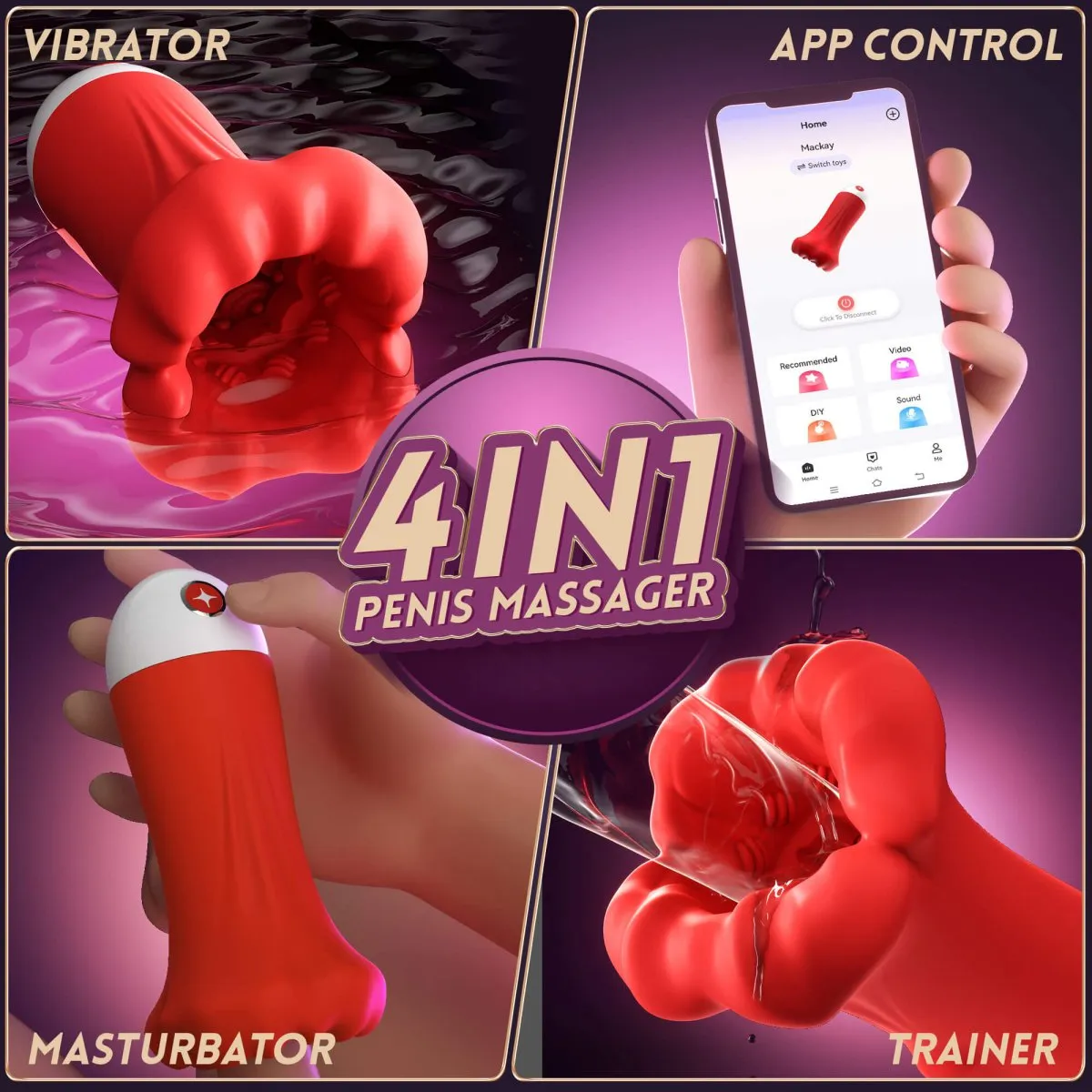 MACKAY| Sohimi 4 in 1 App Control Penis Massager Vibration Sex Toy