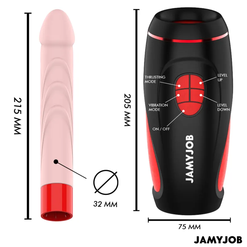 Mașină de sex JAMYJOB PYSTON. control prin telecomandă. cu 6 funcții de penetrare automată. 10 funcții de vibrație. dildo inclus