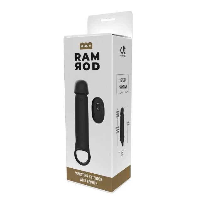 Manșon vibrator DREAMTOYS RAMROD. pentru extensia penisului. control prin telecomandă. 7 funcții de vibrație. 24 cm. negru