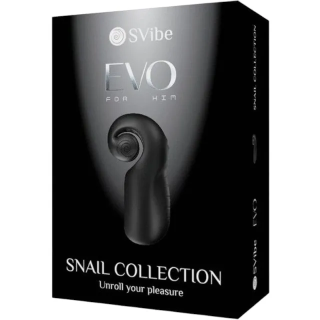 Masturbator SVIBE EVO FOR HIM Snail Collection. în formă de melc. tehnologie Slide'n'Roll. rezistent la apă. culoare negru
