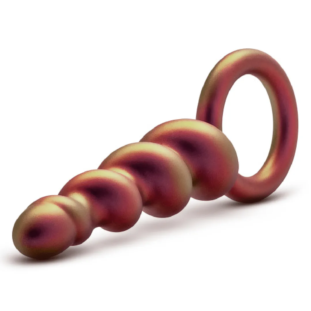 Matrix Soft Silicone Spiral Anal Beads with Finger Loop