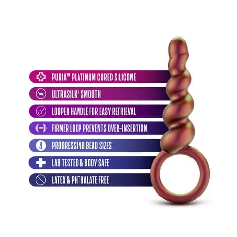 Matrix Soft Silicone Spiral Anal Beads with Finger Loop