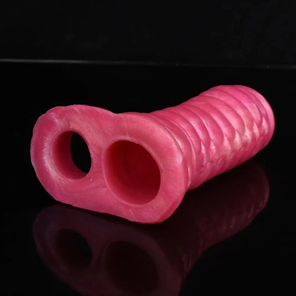 Monsterdildo Penis Sleeve - Silicone Enlarger Cock Ring Delay Ejaculation Male Sex Toys