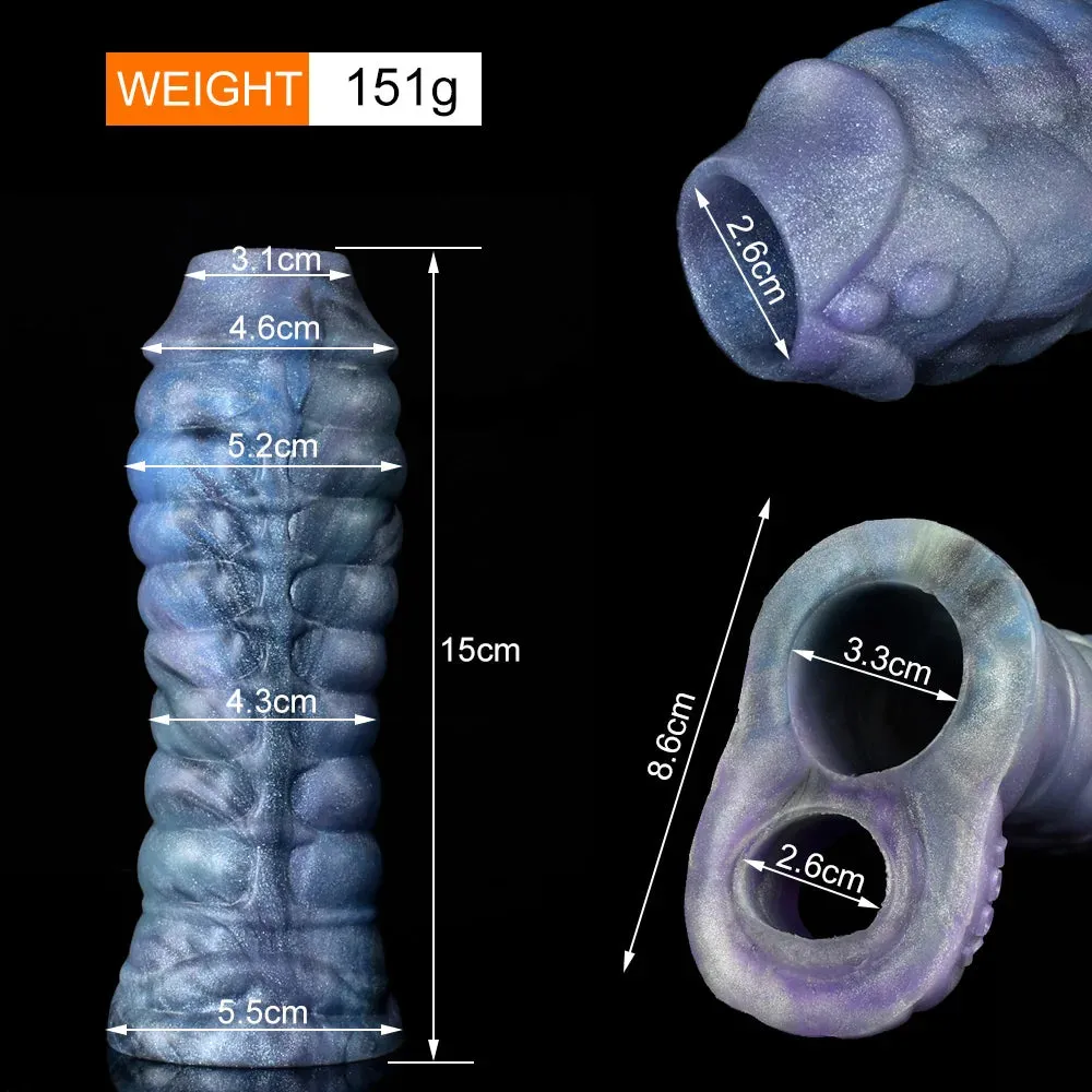 Monsterdildo Penis Sleeve - Silicone Enlarger Cock Ring Delay Ejaculation Male Sex Toys