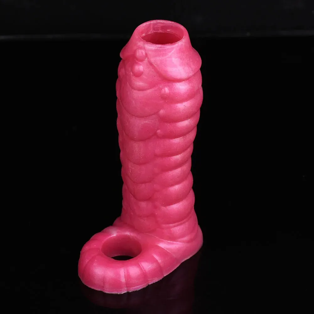 Monsterdildo Penis Sleeve - Silicone Enlarger Cock Ring Delay Ejaculation Male Sex Toys