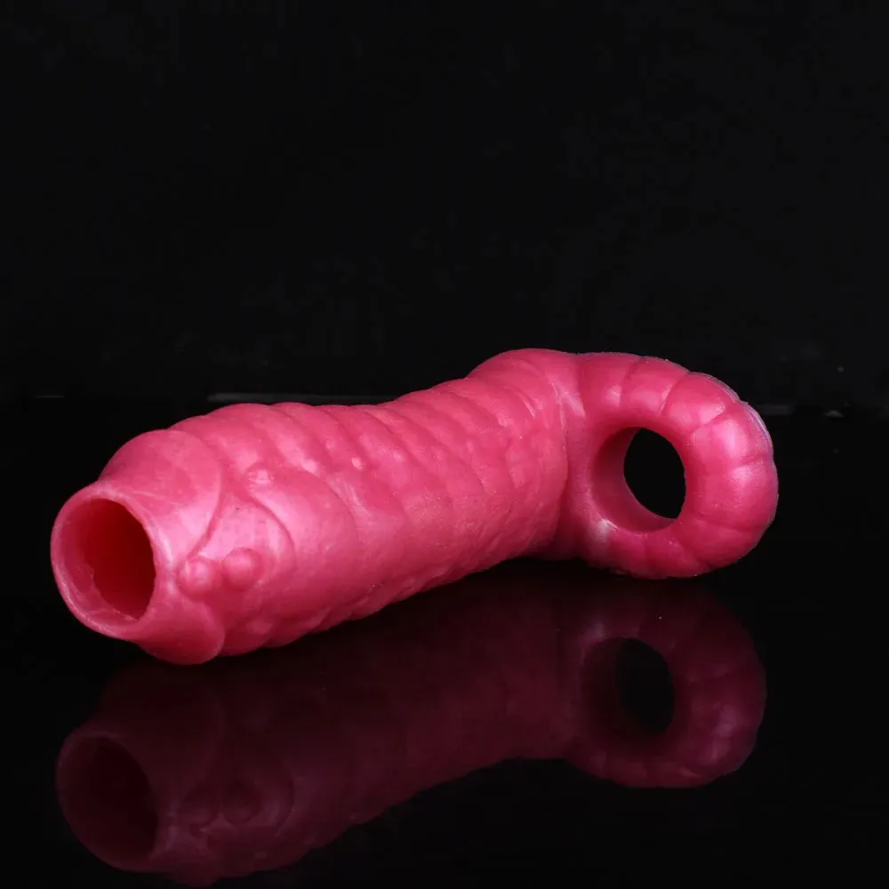 Monsterdildo Penis Sleeve - Silicone Enlarger Cock Ring Delay Ejaculation Male Sex Toys