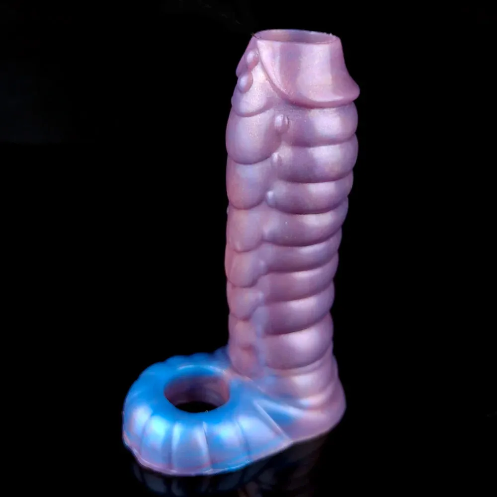 Monsterdildo Penis Sleeve - Silicone Enlarger Cock Ring Delay Ejaculation Male Sex Toys