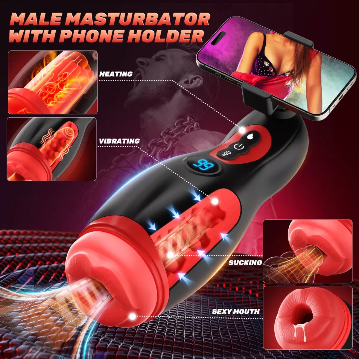 MoonHorn| App Control Suction and Vibrating Male Masturbator with Phone Holder