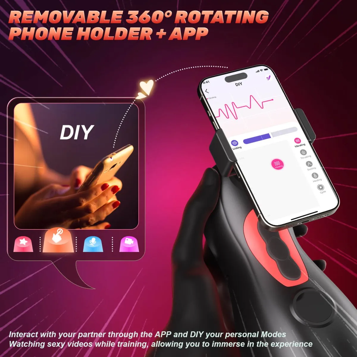 MoonHorn| App Control Suction and Vibrating Male Masturbator with Phone Holder