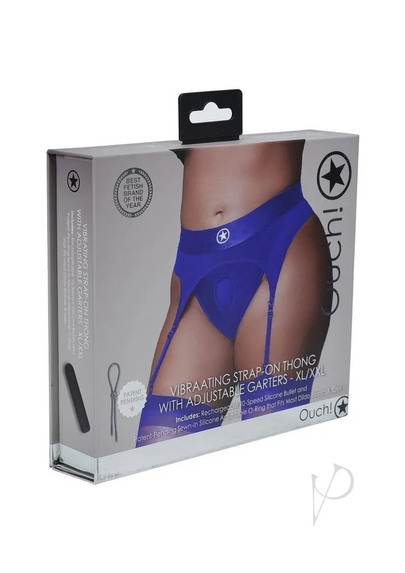 Ouch Vibe Strap On Thong Xl/xxl Blue