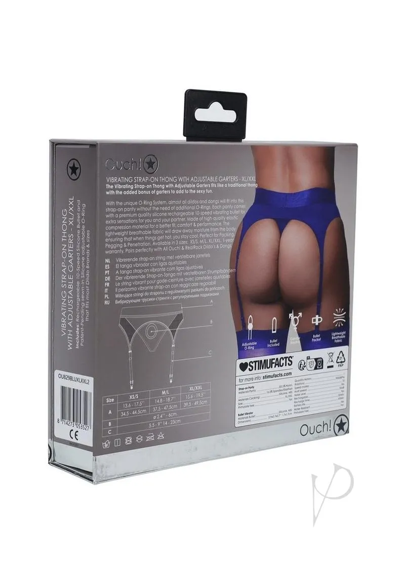 Ouch Vibe Strap On Thong Xl/xxl Blue