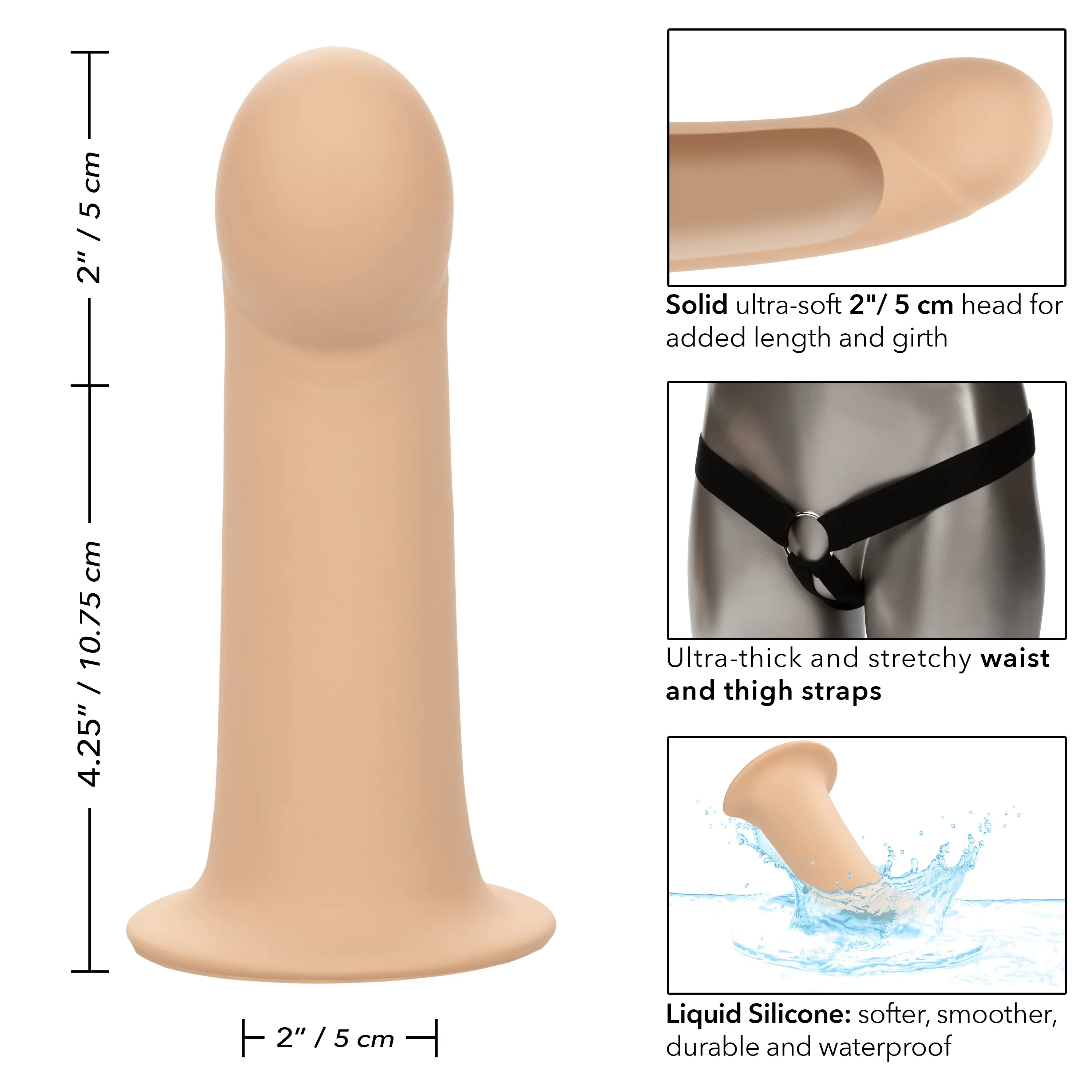 Performance Maxx Smooth Hollow Dildo Silicone Strap-on Penis Extension (Light)