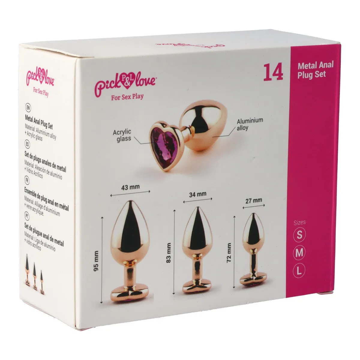 Pick&Love Rose Gold Crystal Butt Plug Set