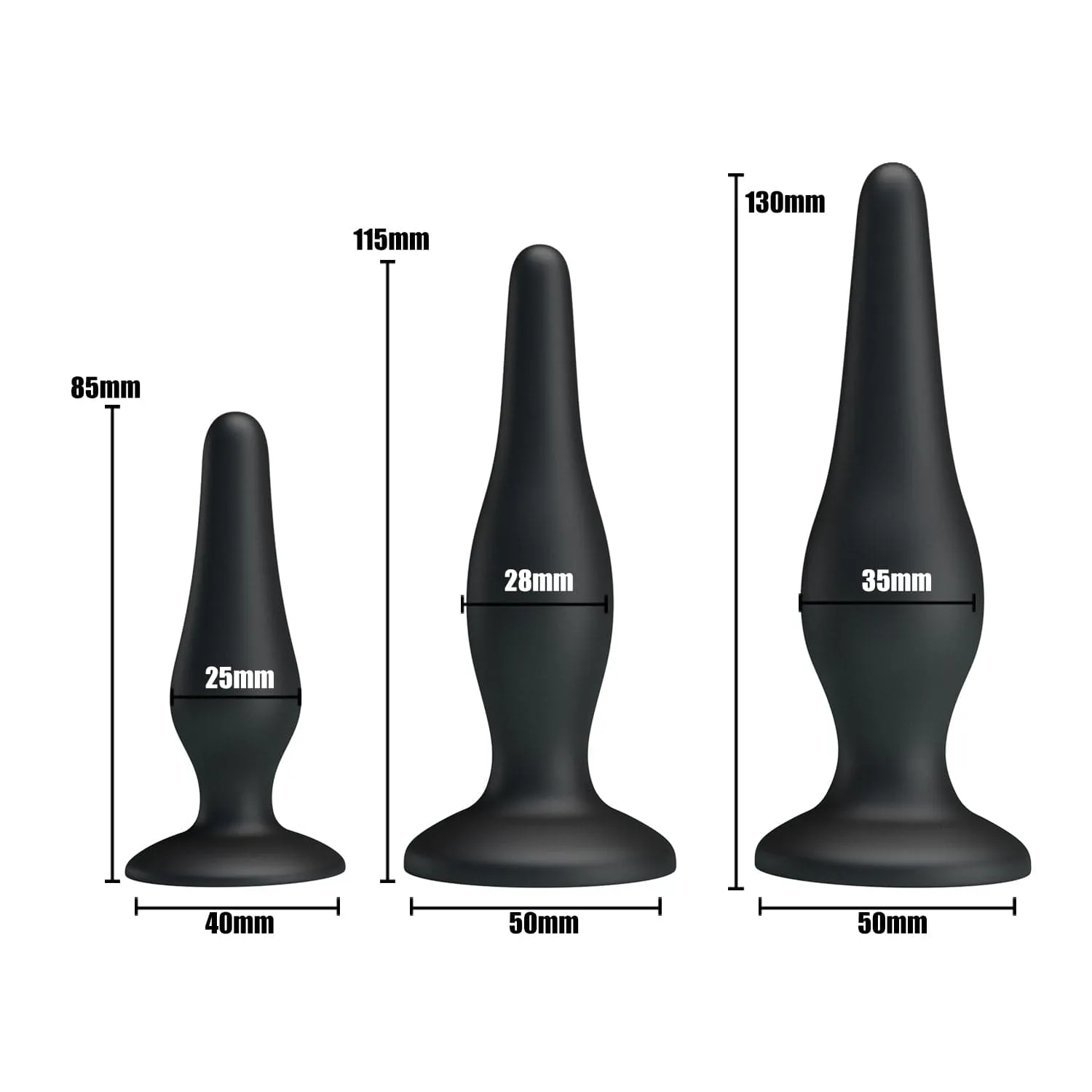 Pretty Love - Silicone Butt Plug Set (Black)