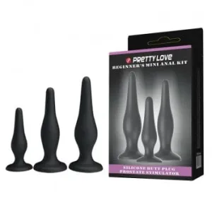 Pretty Love - Silicone Butt Plug Set (Black)