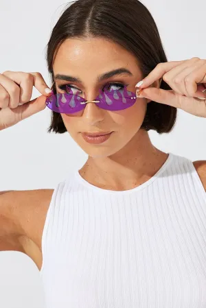 Purple Flame Shaped Sunglasses