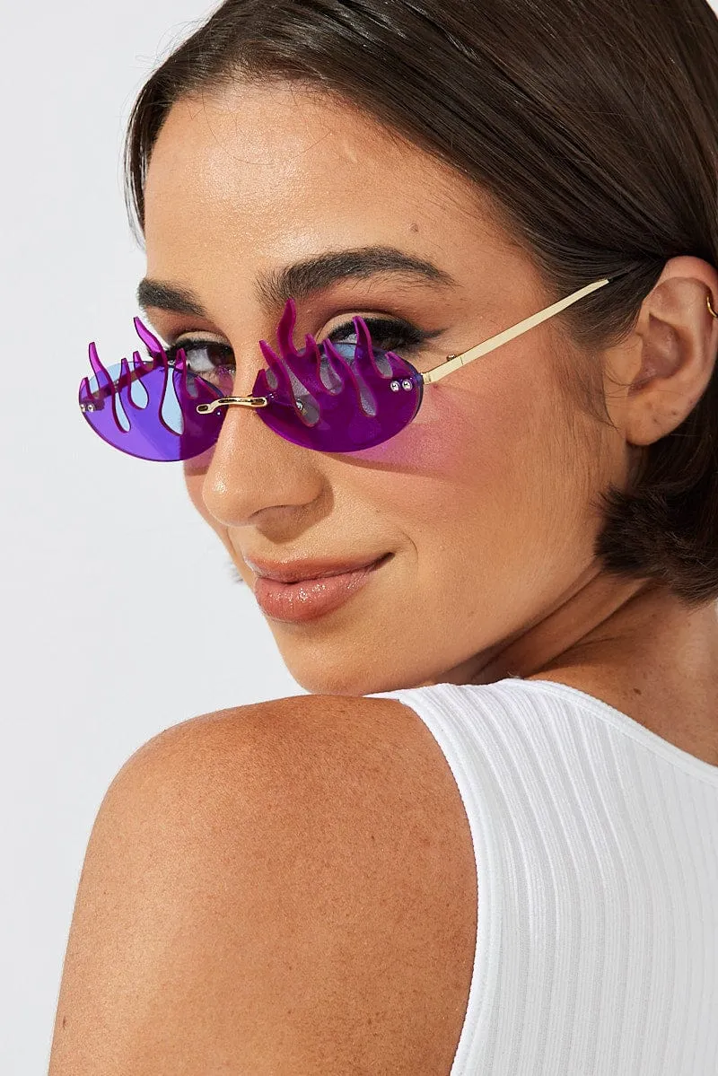 Purple Flame Shaped Sunglasses