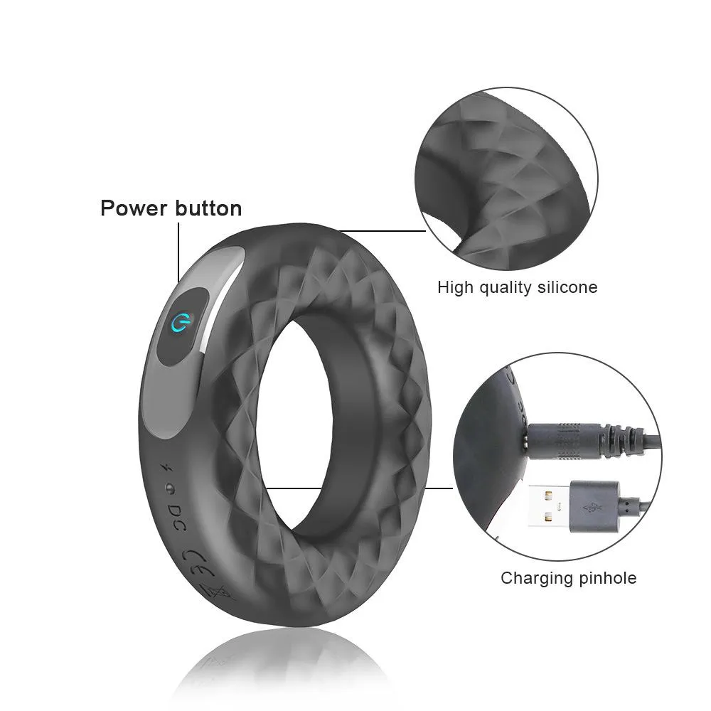 Rechargeable Remote Silicone Cock Ring Vibrator for Delay Ejaculation