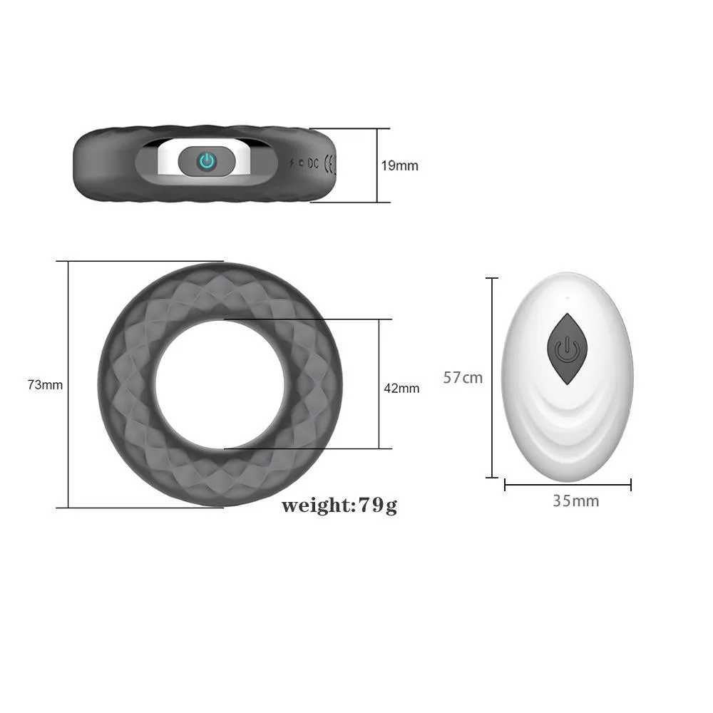 Rechargeable Remote Silicone Cock Ring Vibrator for Delay Ejaculation