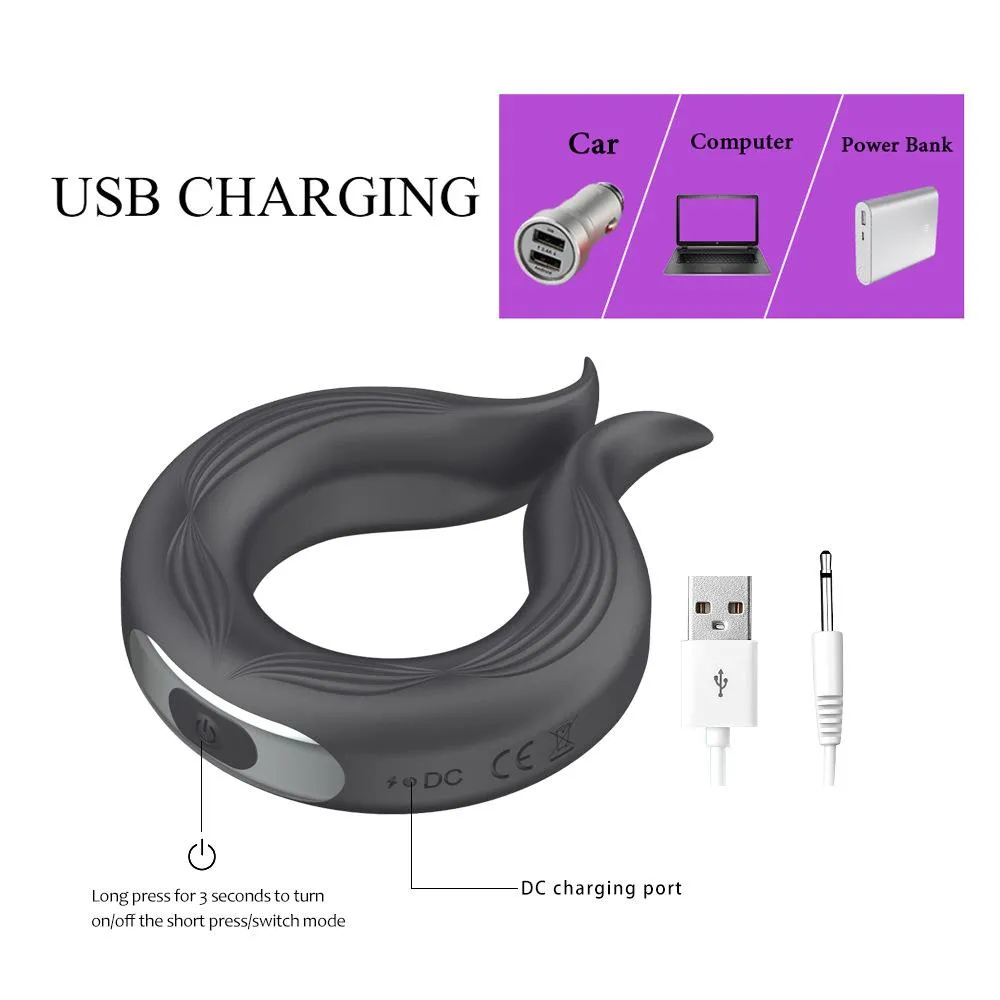 Rechargeable Remote Silicone Cock Ring Vibrator for Delay Ejaculation
