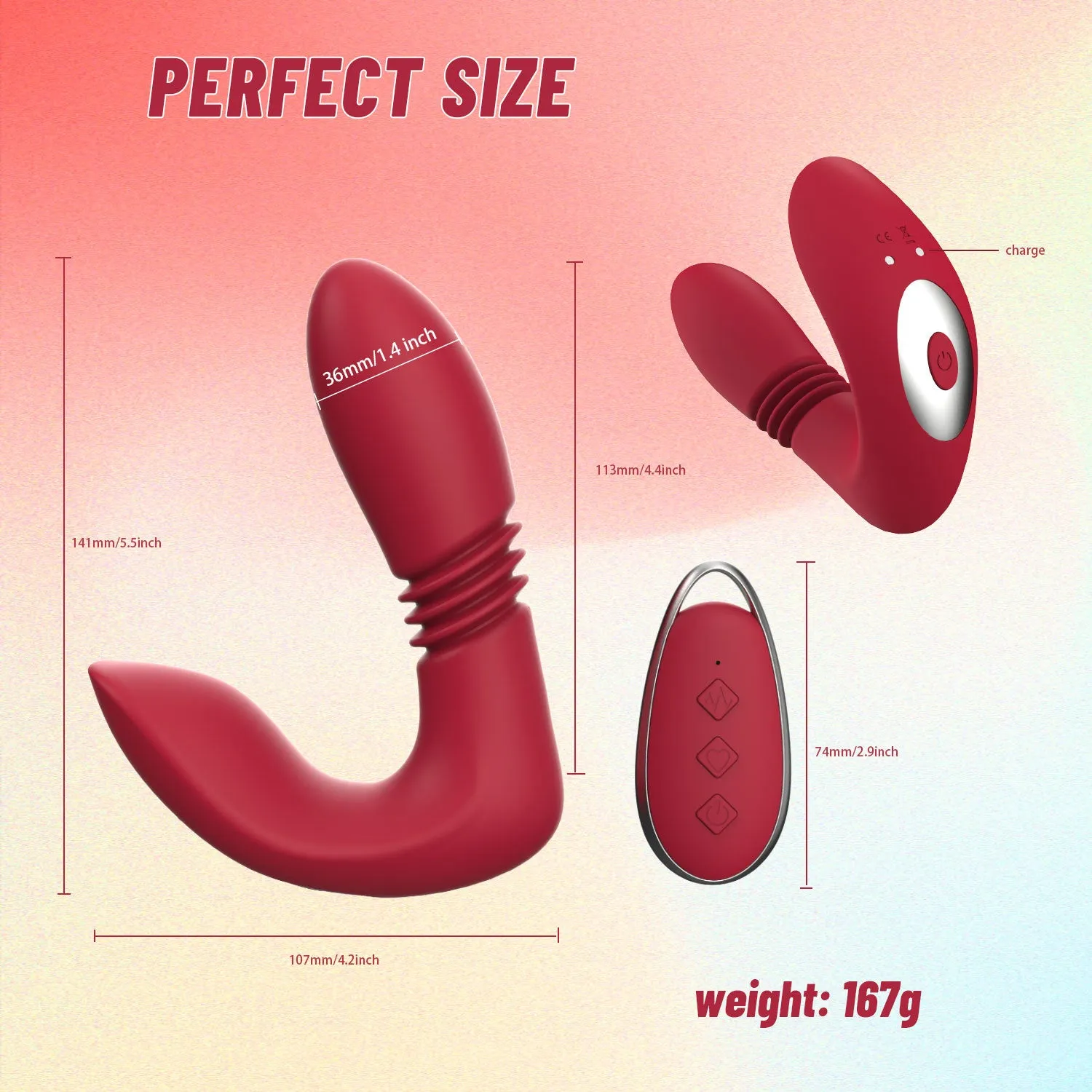 Remote Control G Spot Clitoral Vibrator - Anal Dildo Thrusting Clit Double End Stimulator