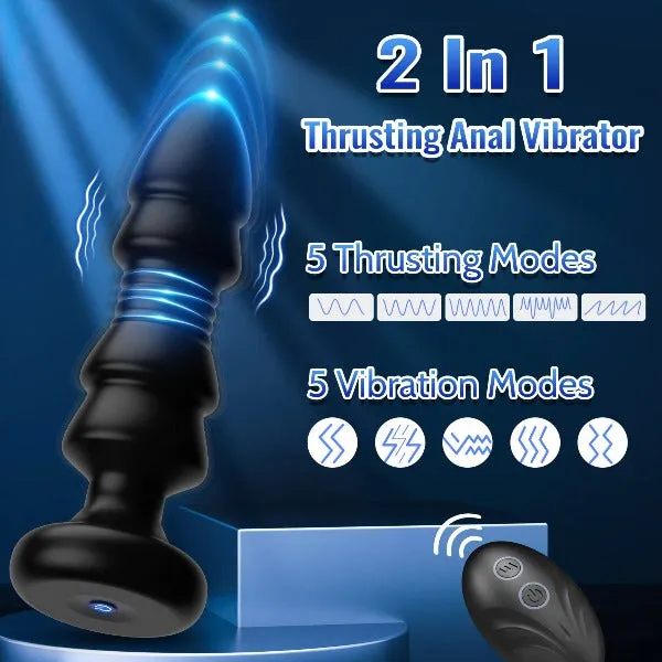 Remote Control Thrusting Anal Vibrator Butt Plug - Vibrating Panties Sex Toy for Men Women