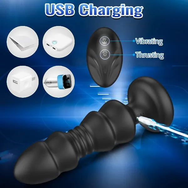 Remote Control Thrusting Anal Vibrator Butt Plug - Vibrating Panties Sex Toy for Men Women