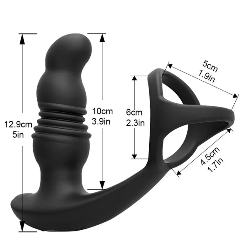 Remote Control Thrusting Dildo Prostate Massager- Cock Ring Delay Ejaculation Male Sex Toy