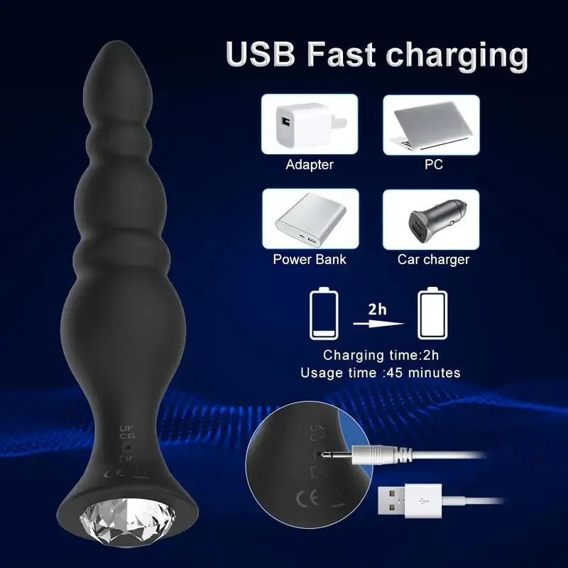 Remote Controlled Butt Plug G-spot Vibrator Bead Strap Prostate Massager