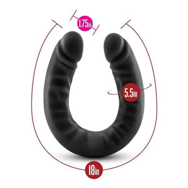 Ruse 18 inch Silicone Slim Double Dildo - Black