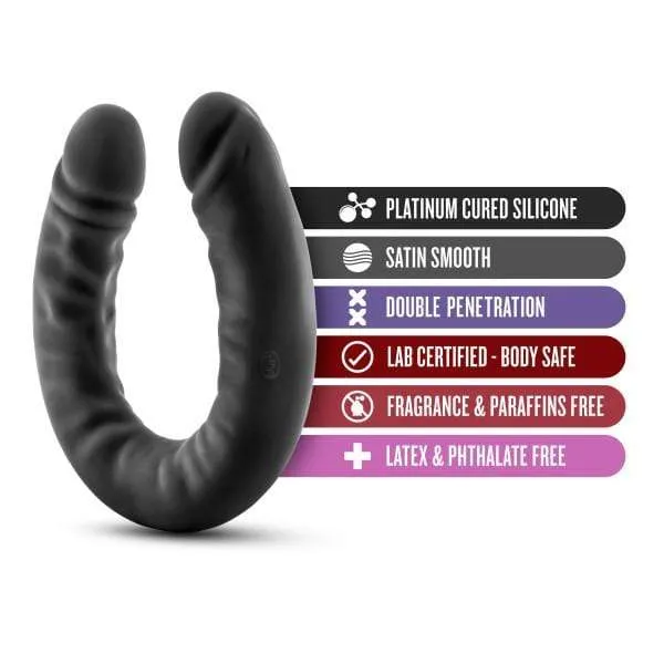 Ruse 18 inch Silicone Slim Double Dildo - Black