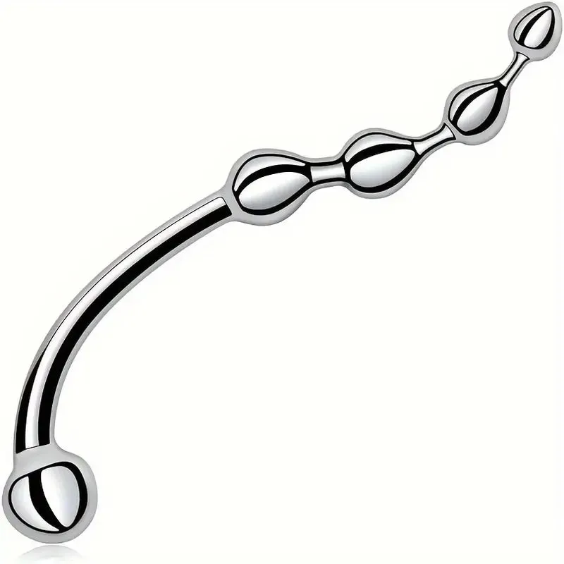S-Shaped Gradient Bead Design Metal Butt Plug Waterproof Anal Hook