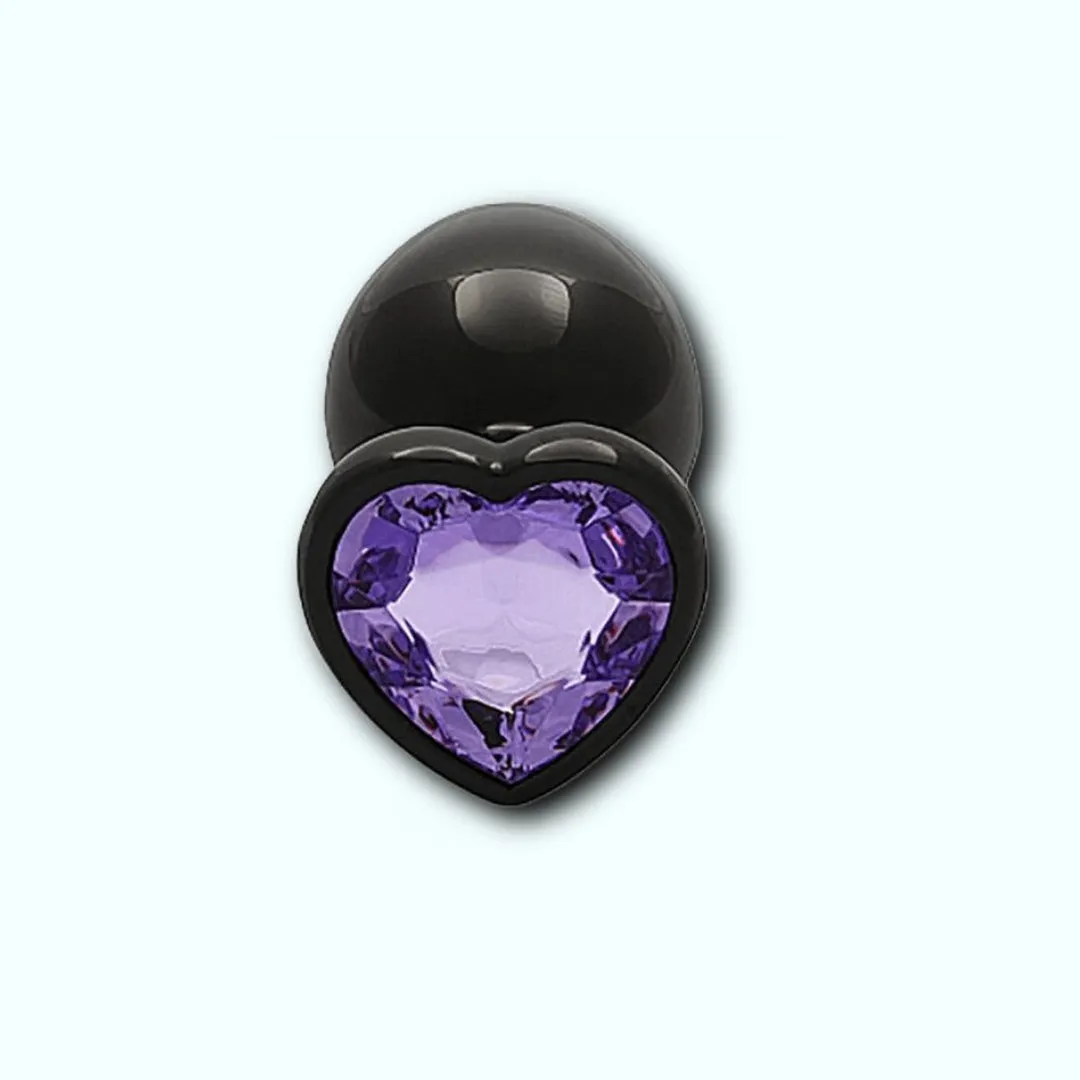 Shots Ouch! Heart Gem Butt Plug Large - Gunmetal/Amethyst