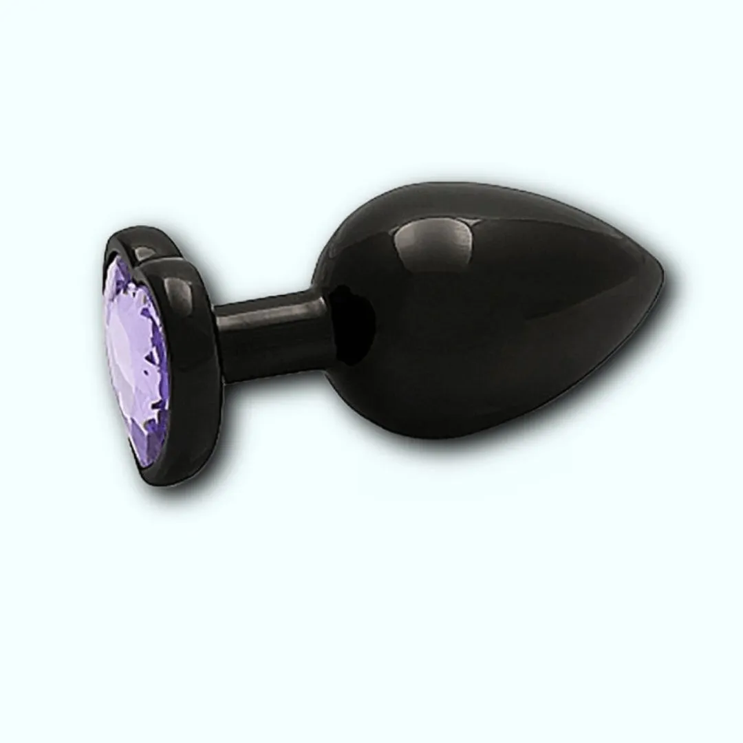 Shots Ouch! Heart Gem Butt Plug Large - Gunmetal/Amethyst