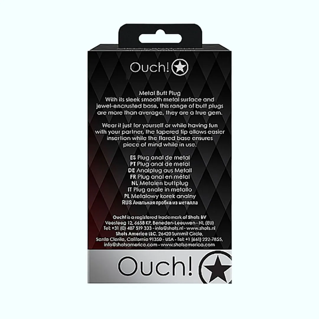 Shots Ouch! Heart Gem Butt Plug Medium - Gold/Ruby Red