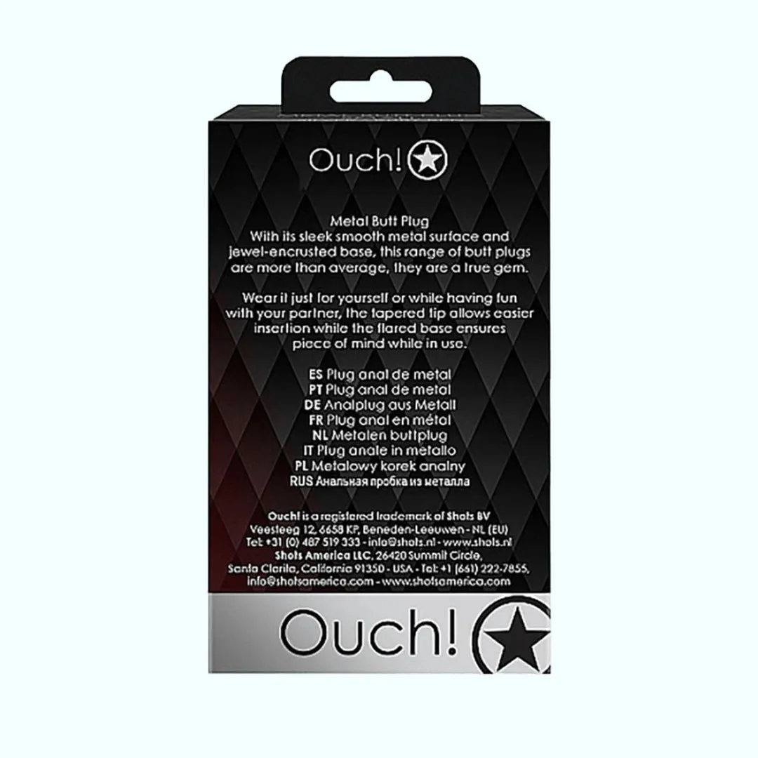 Shots Ouch! Heart Gem Butt Plug Medium - Gunmetal/Amethyst