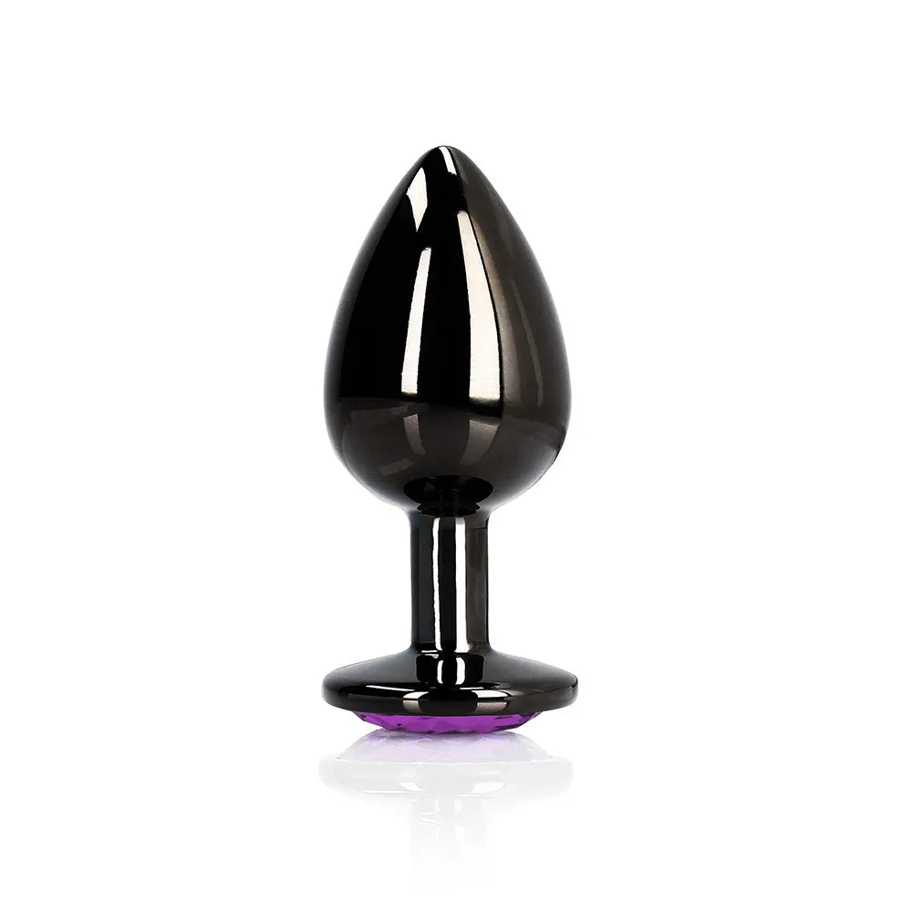 Shots Ouch! Heart Gem Butt Plug Small Gunmetal/amethyst
