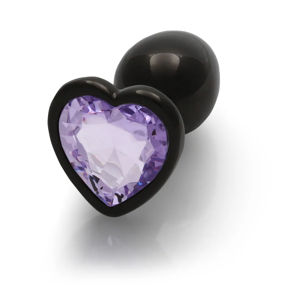 Shots Ouch! Heart Gem Butt Plug Small Gunmetal/amethyst