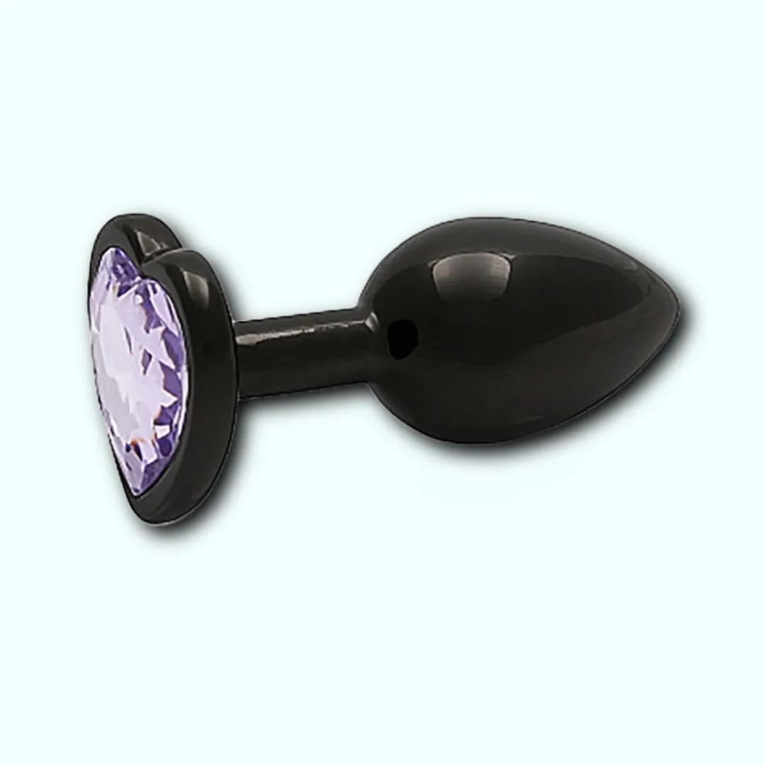 Shots Ouch! Heart Gem Butt Plug Small - Gunmetal/Amethyst