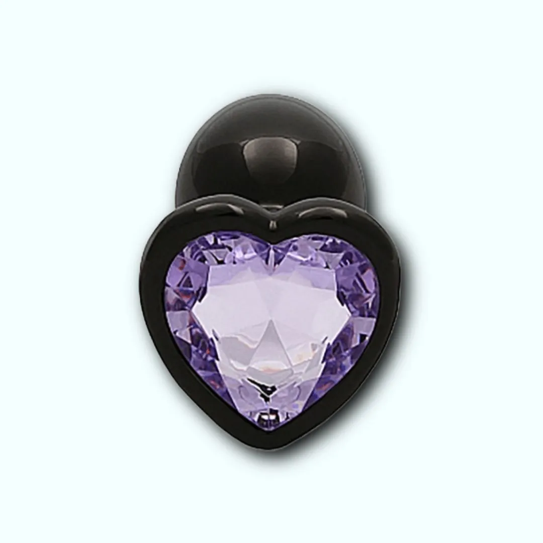 Shots Ouch! Heart Gem Butt Plug Small - Gunmetal/Amethyst