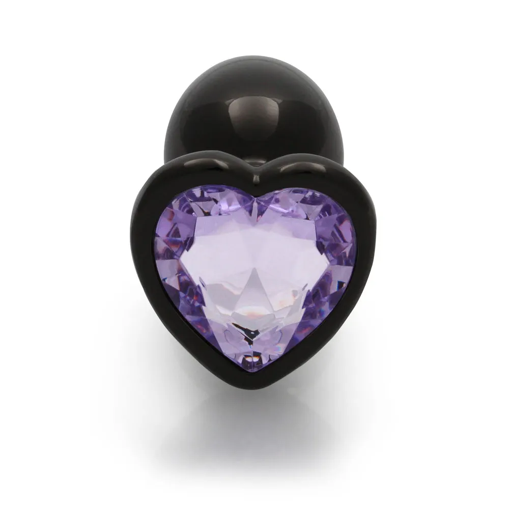 Shots Ouch! Heart Gem Butt Plug Small Gunmetal/amethyst