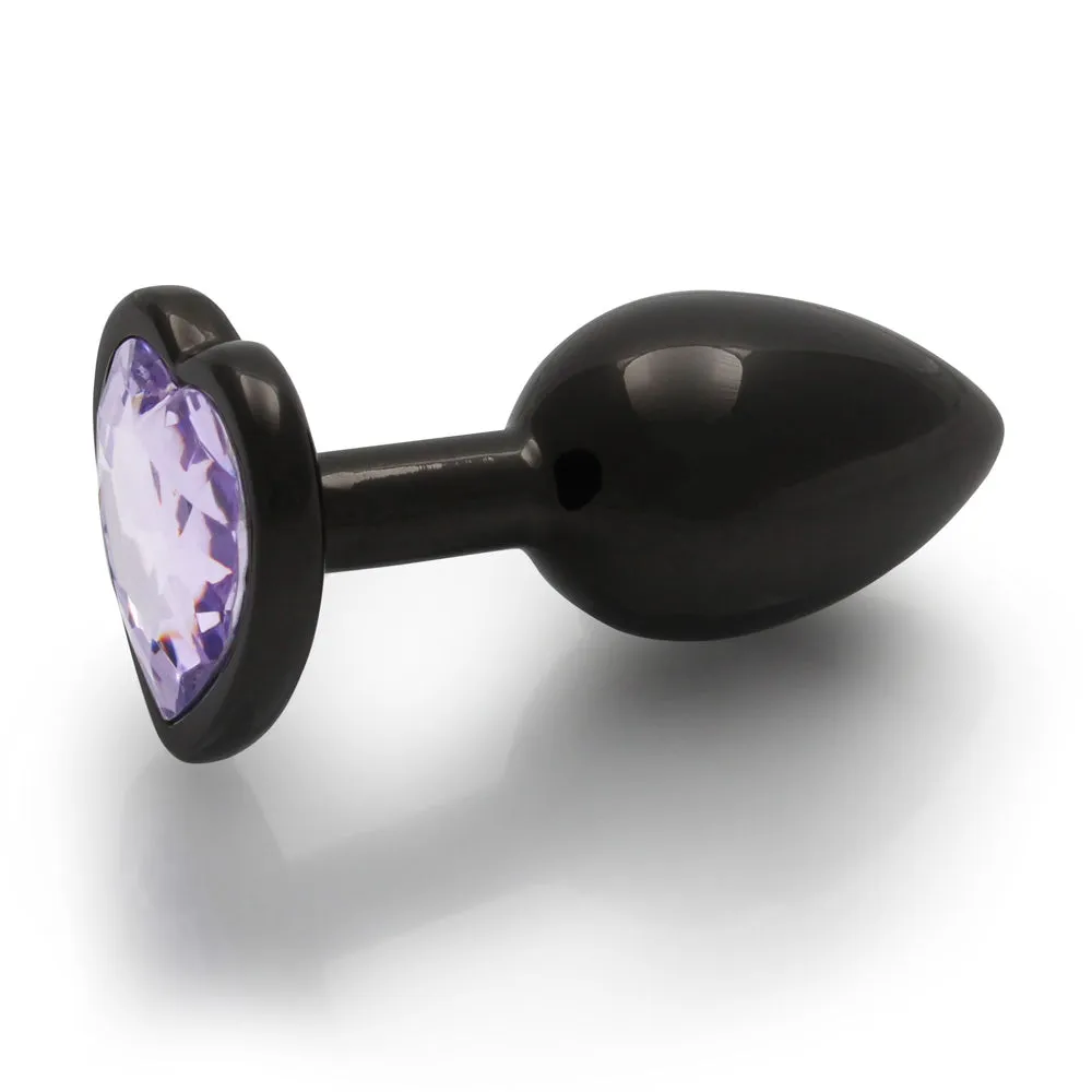 Shots Ouch! Heart Gem Butt Plug Small Gunmetal/amethyst