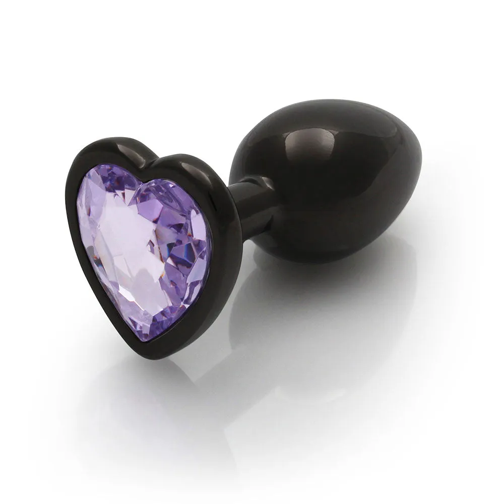 Shots Ouch! Heart Gem Butt Plug Small Gunmetal/amethyst